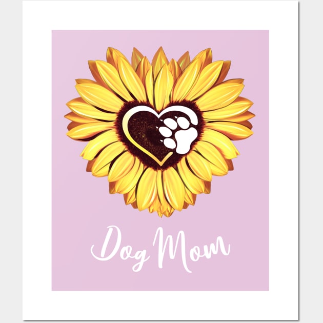 Dog mom yellow sunflower heart paw Wall Art by Collagedream